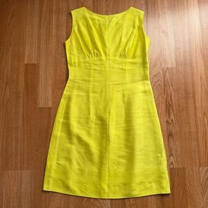VINTAGE 60s Bright Yellow Sleeveless Mini Knee Length Sheath Dress